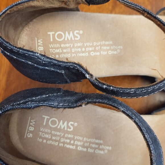 TOMS ~ Sz 8.5W ~ Denim Wedge Sandals ~ Excellent Condition - Picture 5 of 9